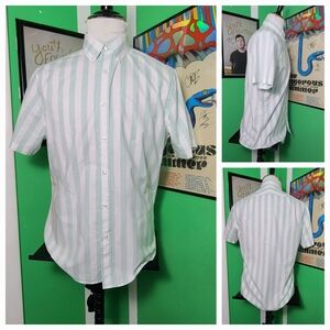 Charles Tyrwhitt Men’s Med Slim Fit Mint Green Stripe S/S Shirt Non Iron